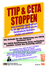 Das aktuelle Flugblatt des Mannheimer Bündnisses gegen TTIP, CETA  und TiSA zur Ratifizierung von CETA