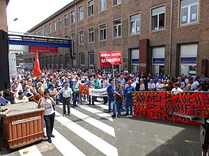Erneuter Protest gegen Arbeitsplatzabbau bei GE Mannheim am 14. Juli. Foto: Avanti²