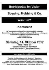 Faltblatt zur 4. Konferenz Betriebsräte im Visier am 14. Oktober 2017 in Mannheim.