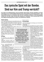 Flugblatt der ISO Rhein-Neckar zum Antikriegstag 2017