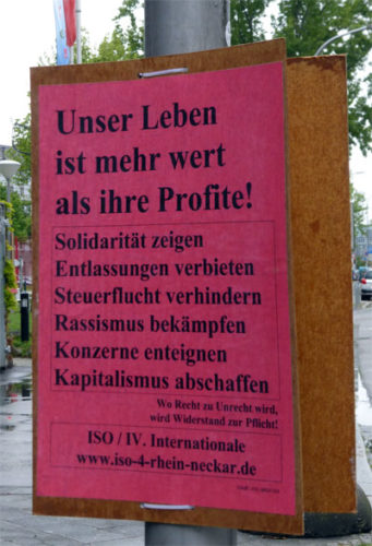 Plakat der ISO Rhein-Neckar, Mannheim Mai 2017. Foto: Avanti².