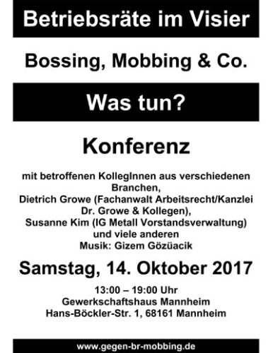 4. Konferenz gegen BR-Mobbing in Mannheim.