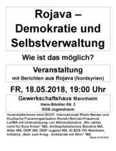 Veranstaltungsflugblatt 18.05.2018 in Mannheim.