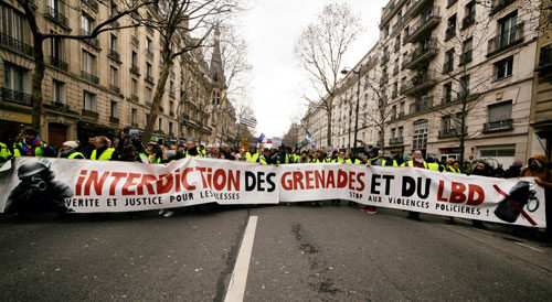 Verbot von Granaten und Gummigeschossen – Marsch der Verletzten in Paris, 2. Februar 2019 (Foto: Copyright Photothèque Rouge Martin Noda.)