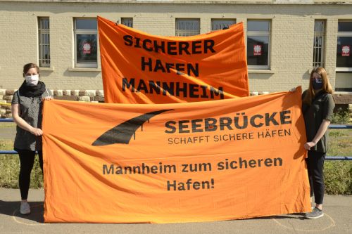 SEEBRÜCKE Menschenkette, Mannheim 26. April 2020 (Foto: helmut-roos@web.de)
