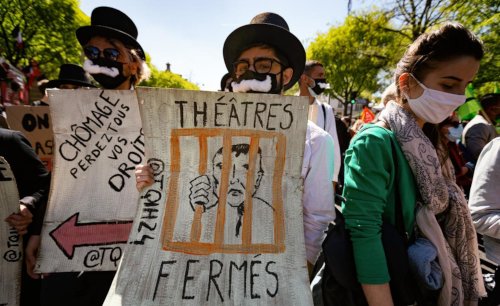 Demo in Paris gegen die gegen die „Reform“ der Arbeitslosenversicherung, 23. April 2021 (Foto: Copyright Photothèque Rouge / Martin Noda / Hans Lucas)