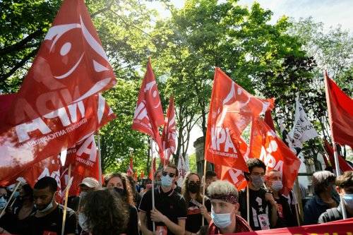 Demo in Paris zum 150. Jahrestag der Niederschlagung der Pariser Kommune, 29. Mai 2021 (Copyright Photothèque Rouge / Martin Noda / Hans Lucas)