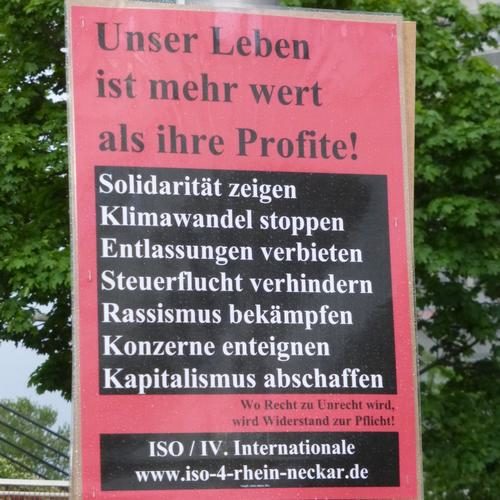 ISO-Plakat in Mannheim, 26. April 2019. (Foto: Avanti².)