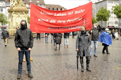 Kundgebung auf dem Marktplatz in Mannheim, 1. Mai 2020. (Foto: Copyright by helmut-roos@web.de)
