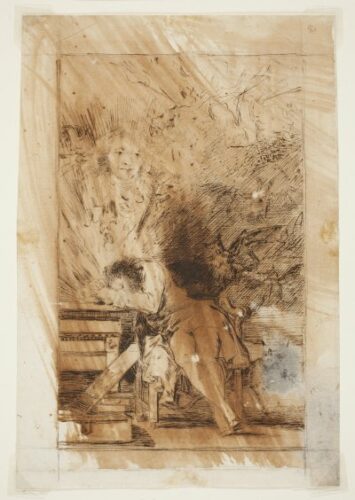 Francisco de Goya, Fledermäuse, menschliche Gesichter und Pferd, Tuschezeichnung, 1796 - 1797. (Foto: Gemeinfrei.)