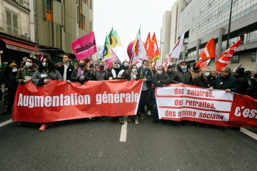 Gewerkschaftlicher Aktionstag in Paris, 27. Januar 2022. (Foto: Photothèque Rouge / Martin Noda / Hans Lucas.)