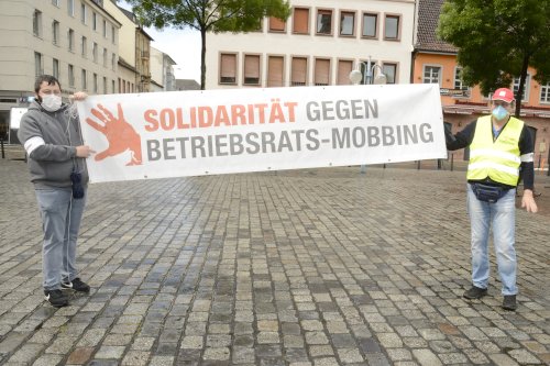 Protest gegen BR-Mobbing am 1. Mai 2020 in Mannheim. ( Foto: helmut-roos@web.de.)