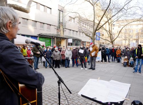 Kundgebung gegen den Ukraine-Krieg in Mannheim, 15.02.2022. (Foto: helmut-roos@web.de.)