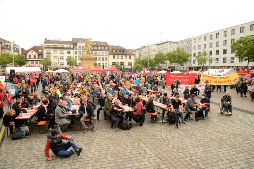 DGB-Kundgebung in Mannheim mit ewo², 1. Mai 2022. (Foto: helmut-roos@web.de.)