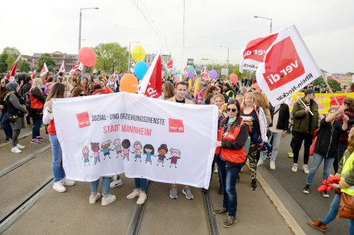 Warnstreikaktion in Mannheim, 5. Mai 2022. (Foto: Foto: helmut-roos@web.de.)