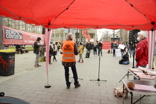 Kundgebung „Solidarität in Zeiten der Pandemie“ in Mannheim, 10. ‎April ‎2021. (Foto: helmut-roos@web.de.)