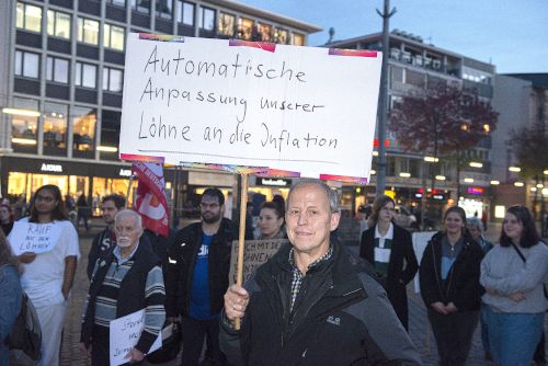 Kundgebung „Solidarität statt Preistreiberei!“ in Mannheim, 25. Oktober 2022. (Foto: helmut-roos@web.de.)