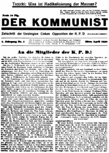 Der Kommunist, Nr. 1 von Mitte April 1930. (Foto Privatarchiv.)