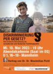 Flyer zur Veranstaltung vom Bündnis "Sicherer Hafen Mannheim" am 10. Mai 2023.