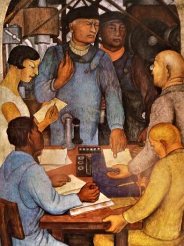 Ausschnitt aus dem Fresko Diego Riveras, Die Genossenschaft, Mexico-City 1926-28. (Foto: Privatarchiv.)