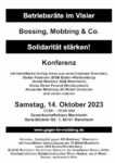 Plakat für die Konferenz gegen BR-Mobbing "Betriebsräte im Visier"