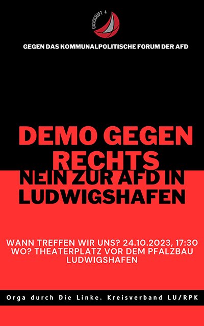 Flyer zur Demo gegen AfD am 14. Oktober 2023.