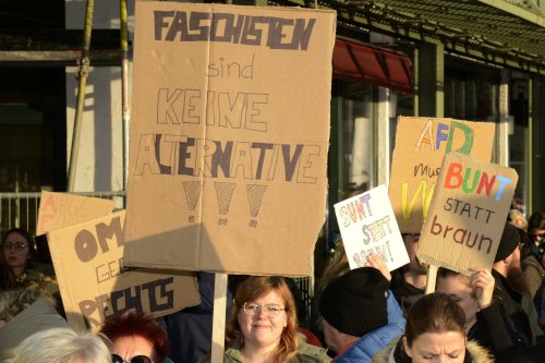 Kundgebung gegen Rechts in Mannheim, 27. Januar 2024. (helmut-roos@web.de.)