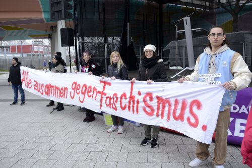 Kundgebung gegen Faschismus in Ludwigshafen, 3. Februar 2024. (Foto: helmut-roos@web.de.)