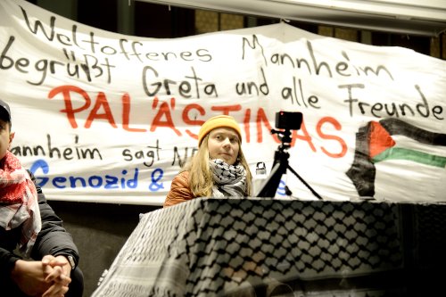 Greta Thunberg in Mannheim, 6. Dezember 2024. (Foto: Helmut Roos.)
