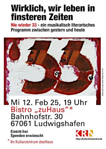 Flyer zur Veranstaltung "Wirklich, wir leben in finsteren Zeiten" mit Bernd Köhler, Bettina Franke und Joachim Romeis. (Grafik: Bernd Köhler.)