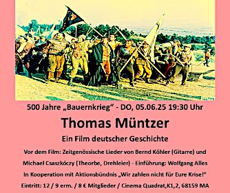 Hinweis: 500 Jahre Bauernkrieg, Film über Müntzer, 5. Juni 2025.