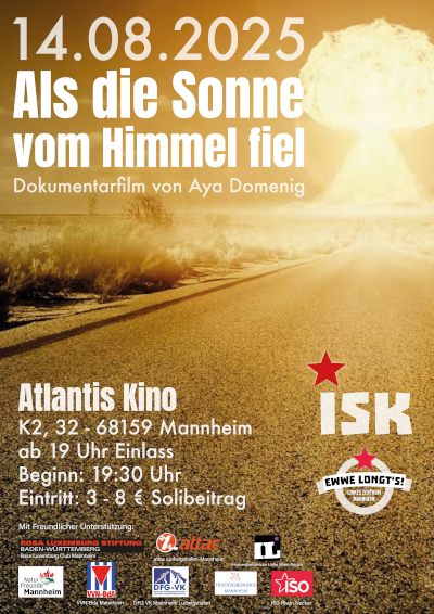 Plakat Film und Diskussion am 14.08.2025, "Als die Sonne vom Himmel fiel".