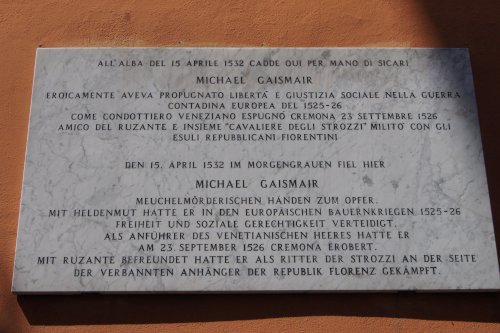 Gedenktafel für Michael Gaismair in Padua. (Bild: Gemeinfrei von Tonii [CC BY-SA.3.0].)