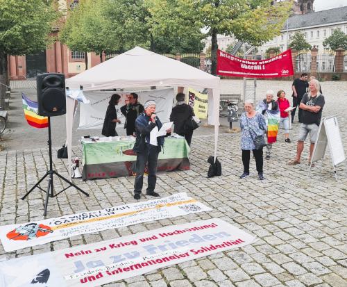 Antikriegstag in Mannheim, 1. September 2025. (Foto: H. S.) Antikriegstag in Mannheim, 1. September 2025. (Foto: H. S.)