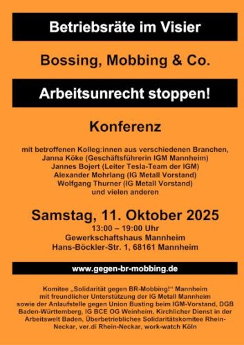 Ankündigung der 12. Bundeskonferenez gegen BR-Mobbing.