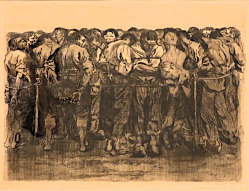 Käthe Kollwitz, Die Gefangenen (aus dem Zyklus „Bauernkrieg“), 1908. (Bild: Gemeinfrei.) Käthe Kollwitz, Die Gefangenen (aus dem Zyklus „Bauernkrieg“), 1908. (Bild: Gemeinfrei.)