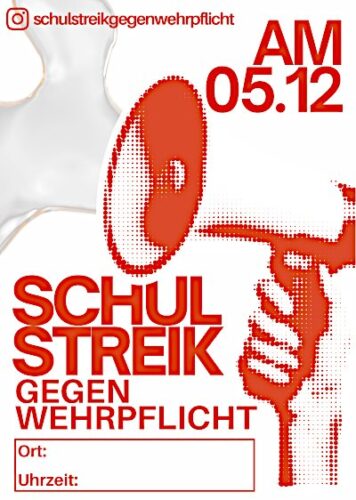 Plakat - 5.12.25 Schulstreik gegen Wehrpflicht.