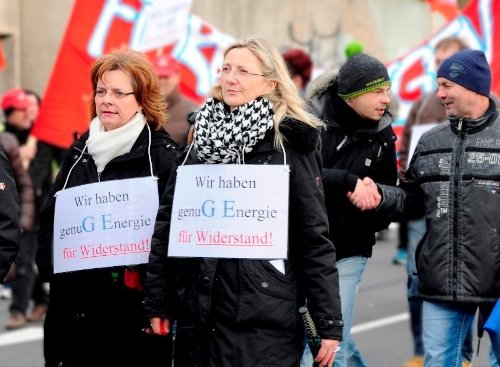 Protest gegen Arbeitsplatzabbau in Mannheim, 13. Januar 2016. (Foto: Helmut Roos.)