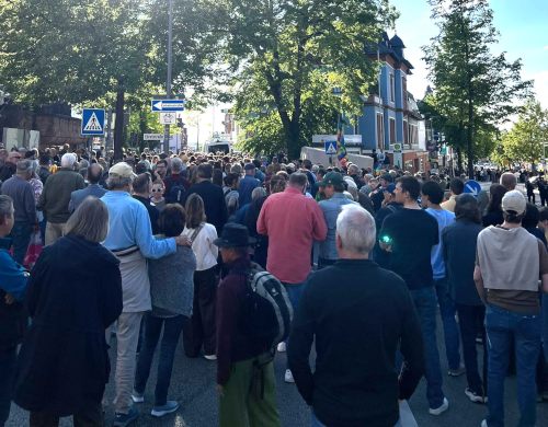 Kundgebung gegen Nazi-Provokation in Weinheim, 8. Mai 2026. (Foto: H. S.) Kundgebung gegen Nazi-Provokation in Weinheim, 8. Mai 2026. (Foto: H. S.)